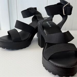 Torrid Black Elastic Strap Platform Block Heels